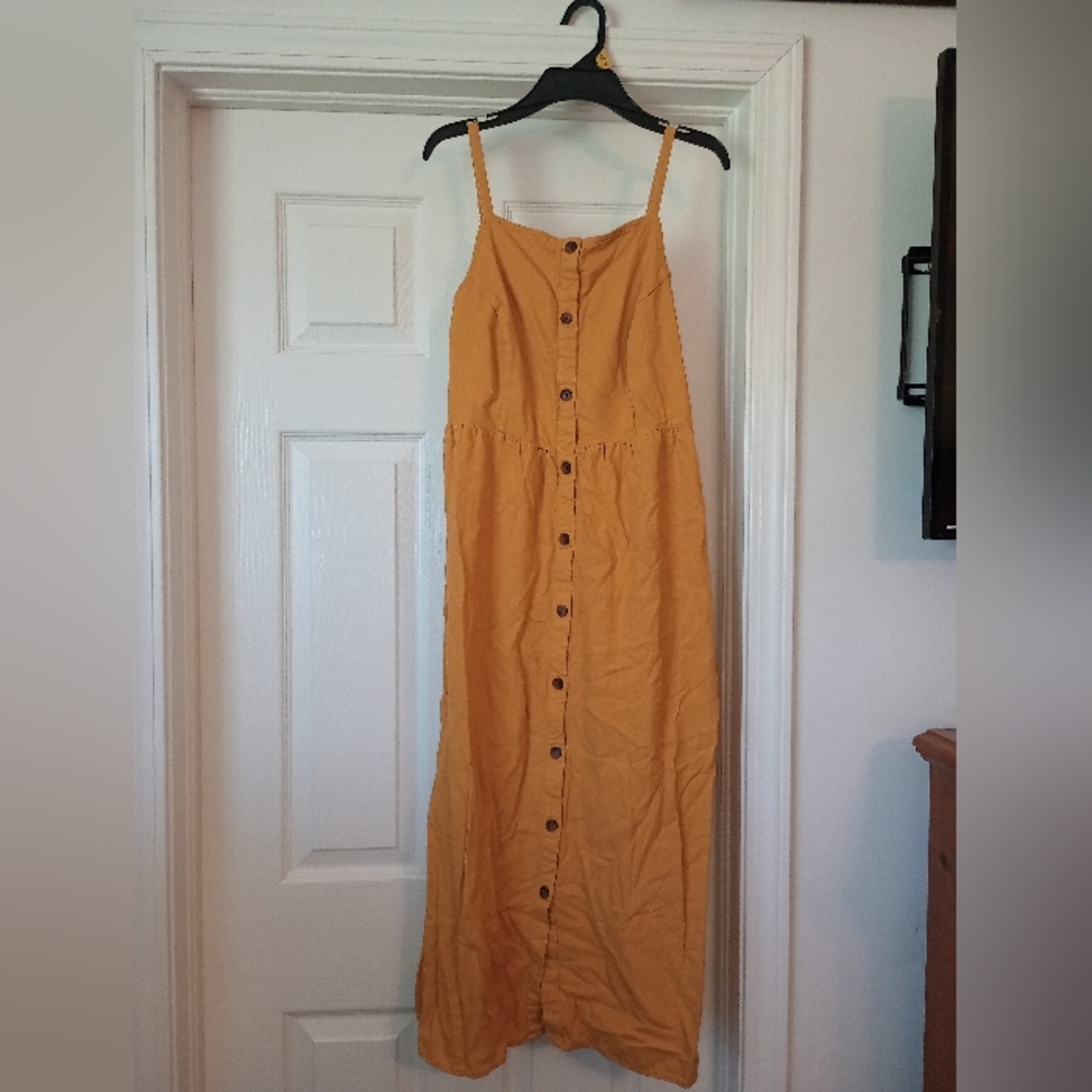 Mustard Button-Down Dress